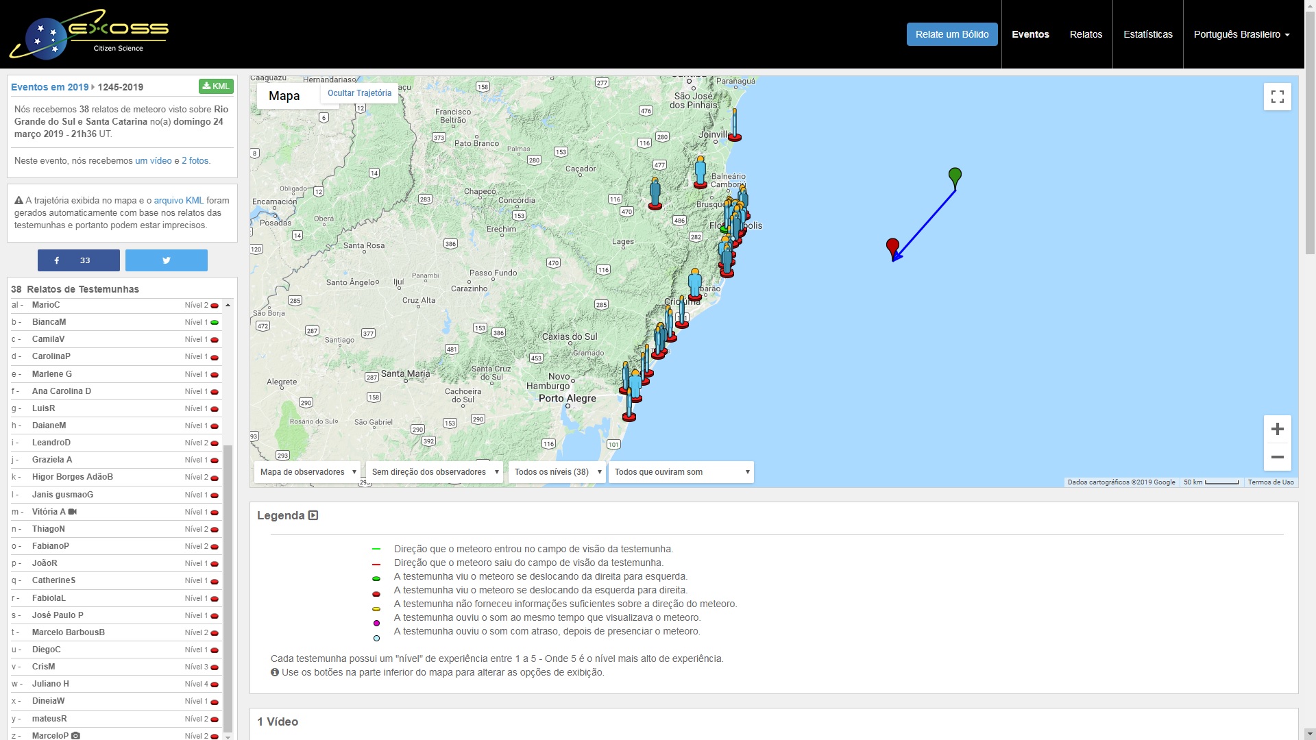relatos de testemunhas bólido florianópolis